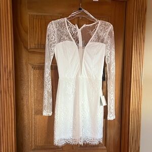 Lulu's White Lace Long Sleeve Dress